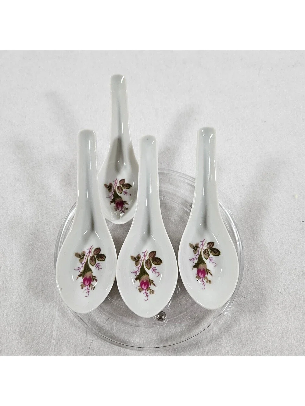 Vintage 1970s Japan Famille Rose Porcelain Soup Spoons 5
